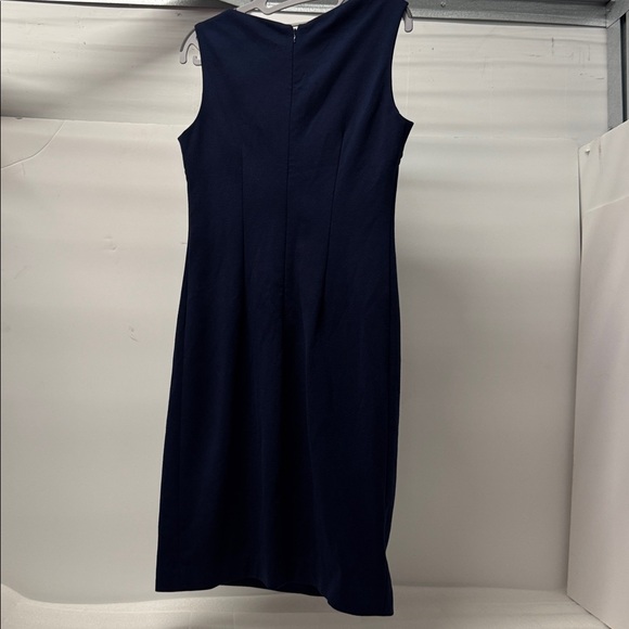 Tahari Navy Blue Sleeveless Dress 17” pit-to-pit 37” long. No size tag. - Picture 2 of 7